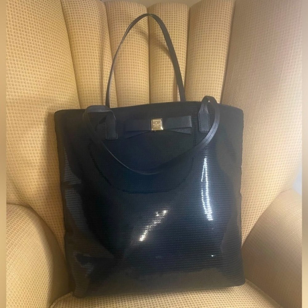 Kate Spade Bon Shopper black sequin tote -Like New